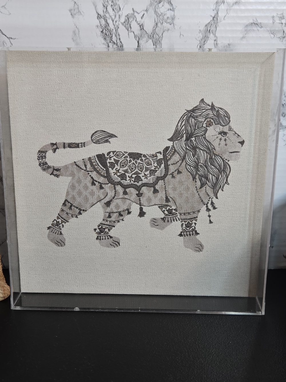 Neutral Lion Wall Art Canvas - Elegant Beige and Taupe Home Decor